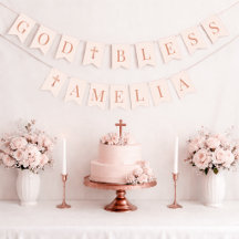 God Bless Blush Pink 6 Buchstaben Taufe & Kommunio