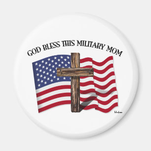GOD BLESS DIESE MILITÄRISCHE MAMA, robustes Kreuz Magnet