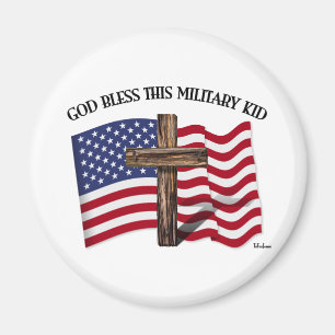GOD BLESS DIESES MILITÄRISCHE KID Rugby & US-Flagg Magnet