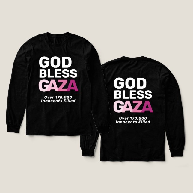 God Bless Gaza Anti-War Honoring Innocent Lives Tri-Blend Shirt (Design Vorderseite & Rückseite)