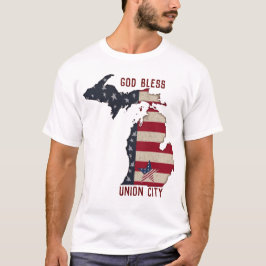 God Bless Gewerkschaft City Michigan | Patriotisch T-Shirt
