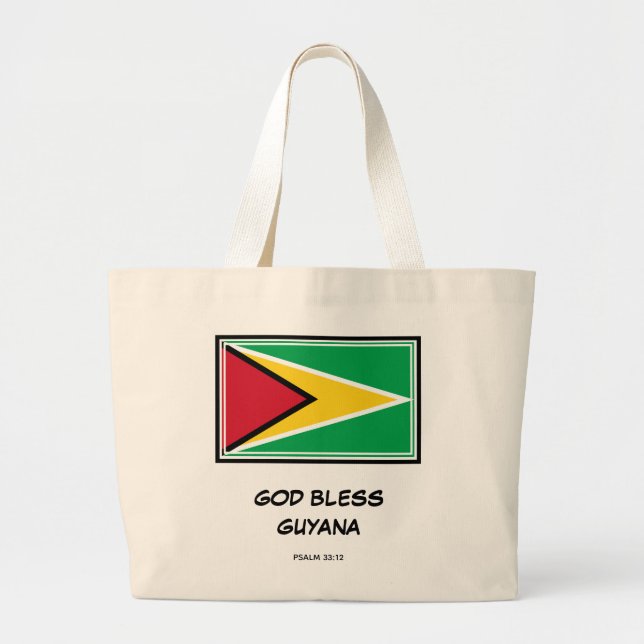 GOD BLESS GUYANA | Patriotisch | Flagge Guyanas Jumbo Stoffbeutel (Vorne)