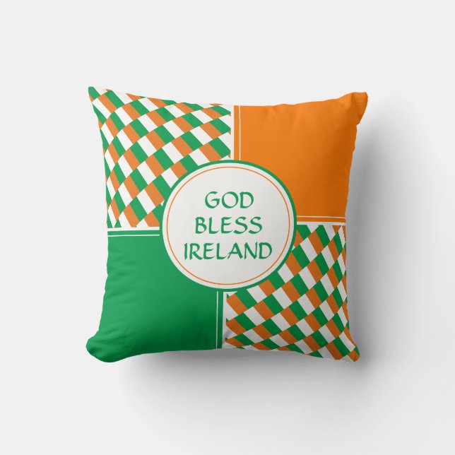 GOD BLESS IRELAND Patriotic Irish St Patrick's Day Kissen (Vorderseite)