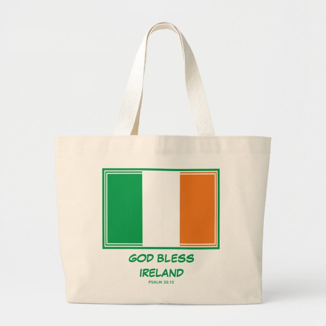 GOD BLESS IRELAND | Patriotisch | Irish Flag Jumbo Stoffbeutel (Vorne)