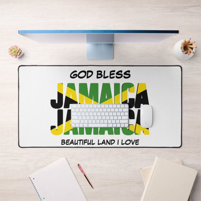 GOD BLESS JAMAICA JAMAICA Flag Schreibtischunterlage (Büro 1)