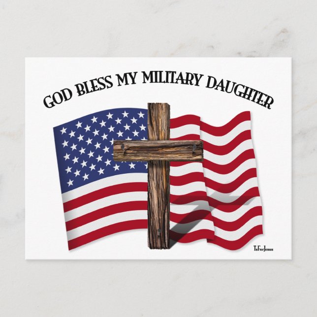 GOD BLESS MEIN MILITÄRISCHE DAUGHTER, robustes Kre Postkarte (Vorderseite)