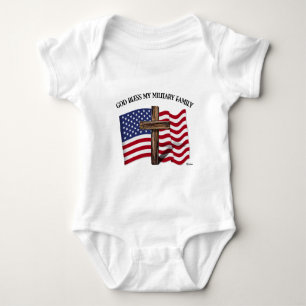GOD BLESS MEINE MILITÄRISCHE FAMILIE, robustes Kre Baby Strampler