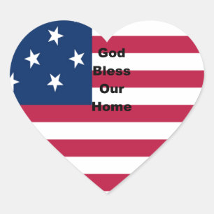 God Bless Our Zuhause: USA Flag Swirl Art Herz-Aufkleber