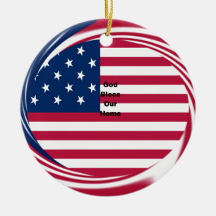 God Bless Our Zuhause: USA Flag Swirl Art Keramik Ornament