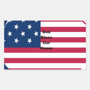 God Bless Our Zuhause: USA Flag Swirl Art Rechteckiger Aufkleber