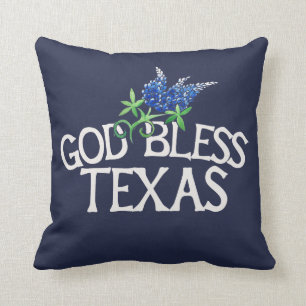 God Bless Texas Bluebonnet Art "Texas Bluebonnets" Kissen