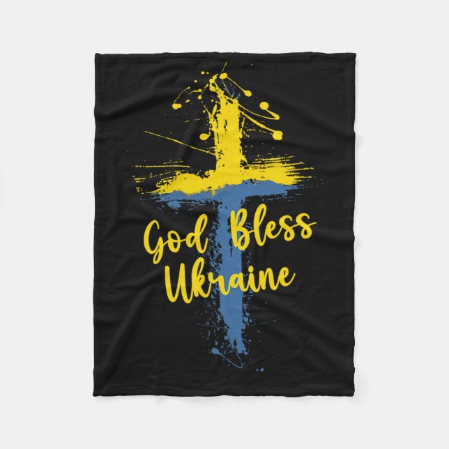 God Bless Ukraine Cross Christian Support Pray For Fleecedecke (Vorderseite)