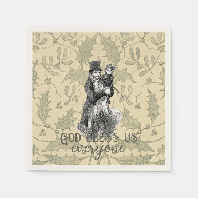 God bless us everyone Dickens Christmas Carol Serviette (Vorderseite)