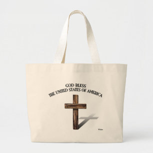 GOD BLESS-USA, robustes Kreuz Jumbo Stoffbeutel