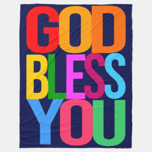 GOD BLESS YOU Positive bunt Fleecedecke