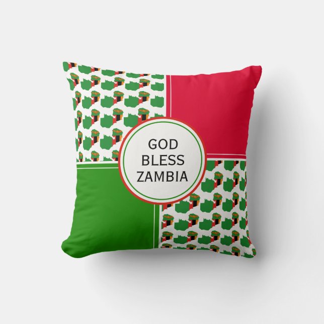 GOD BLESS ZAMBIA Flag Patriotic Inspiration Kissen (Vorderseite)