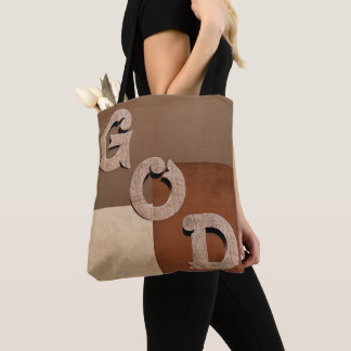 "GOD" bold statement Beige & Brown Shoulder Tote Tasche