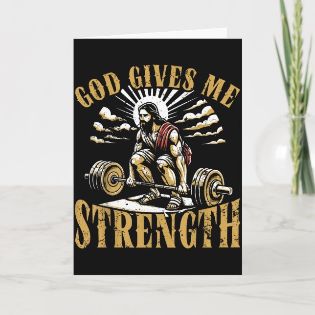 God Gives Me Strength Christian Gym Workout Motiva Karte (Vorderseite)