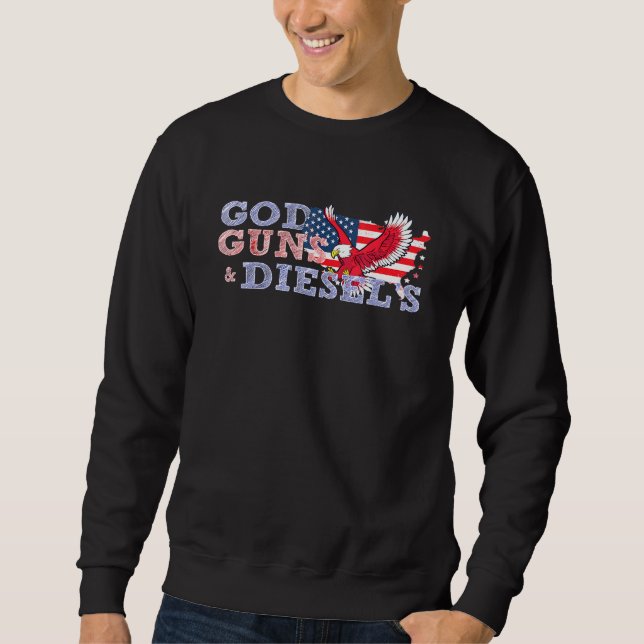 God Guns Diesel - American Flag Country Silhouett Sweatshirt (Vorderseite)