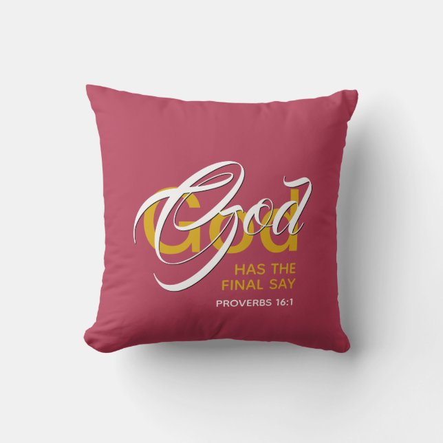 GOD HAT DAS LETZTE SAY Trendy Magenta Christlich Kissen (Vorderseite)