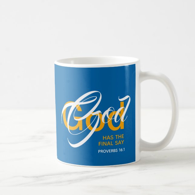 GOD HAT DIE ENDSAY Monogram Scripture Blue Kaffeetasse (Rechts)