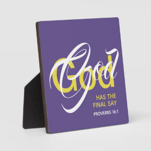 GOD HAT DIE LETZTE SAY-Sprichwörterbücher Lila Fotoplatte