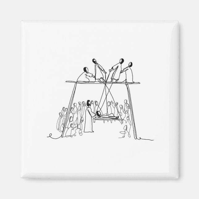 God Heals Man Of Palsy Let Down Through The Roof R Magnet (Vorne)