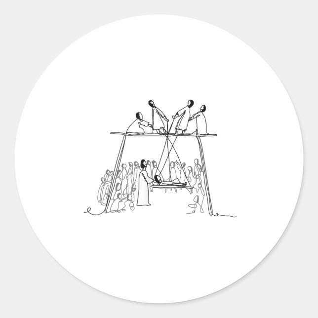 God Heals Man Of Palsy Let Down Through The Roof R Runder Aufkleber (Vorderseite)