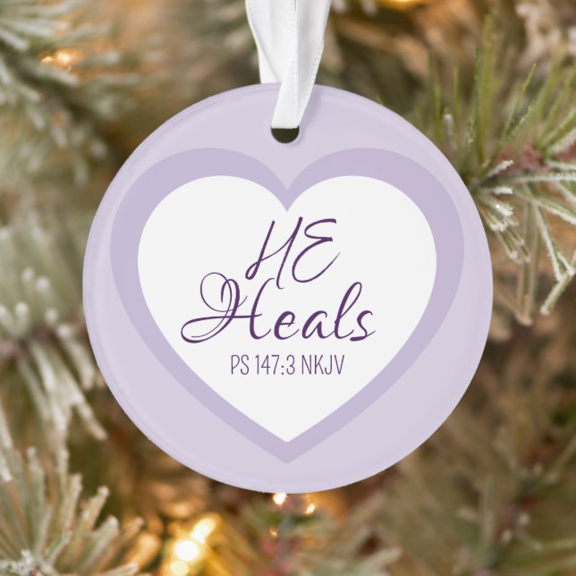 God Heals the Brokenhearted Light Purple Christmas Ornament (Baum)