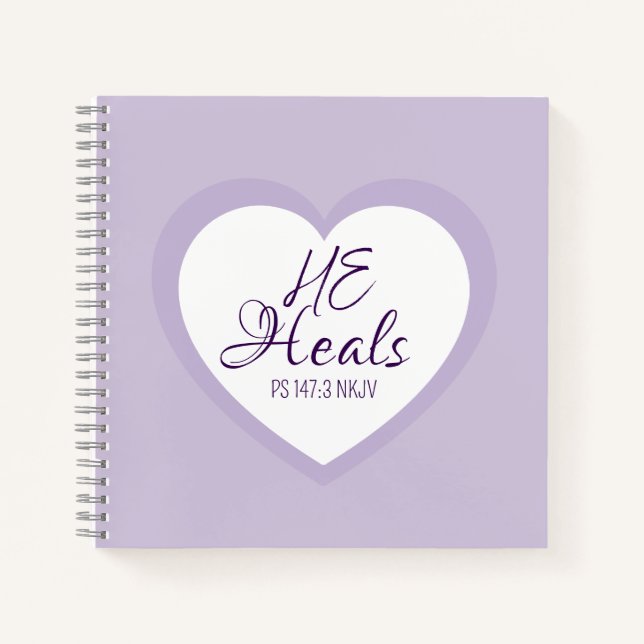 God Heals the Brokenhearted Light Purple Comfort Notizbuch (Vorderseite)