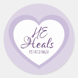 God Heals the Brokenhearted Light Purple Comfort Runder Aufkleber