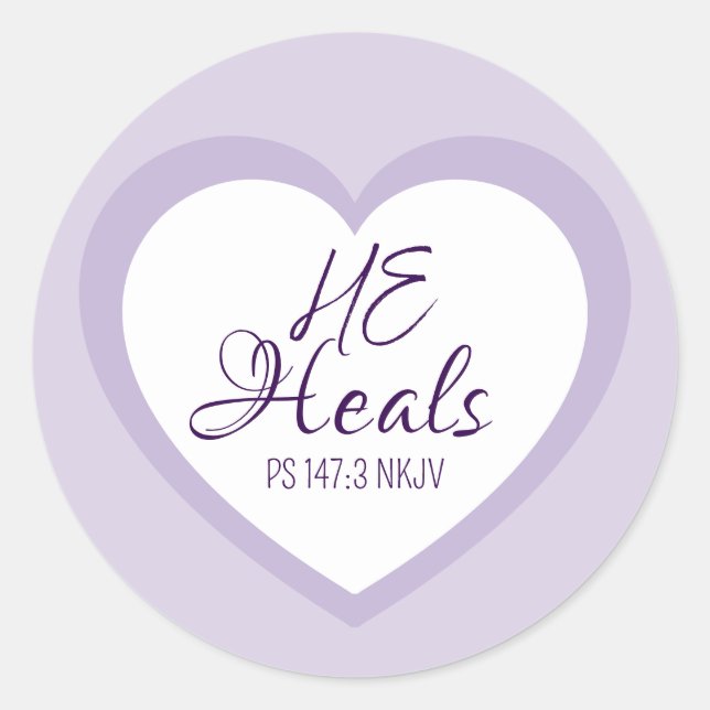 God Heals the Brokenhearted Light Purple Comfort Runder Aufkleber (Vorderseite)