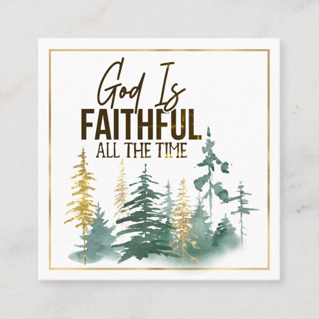 God is Faithful all the Time Quadratische Visitenkarte (Vorderseite)
