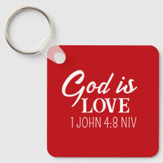 God is Love Bible Verse Christian Faith Red Schlüsselanhänger