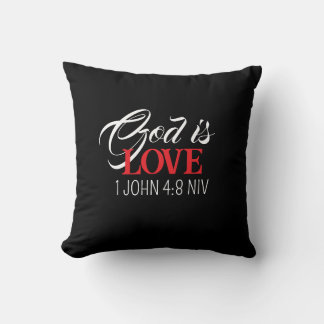 God is Love Black and Red Bible Verses Faith Name Kissen