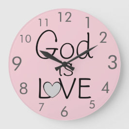 God is LOVE Quote Beautiful Pink Große Wanduhr