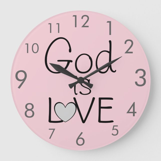 God is LOVE Quote Beautiful Pink Große Wanduhr (Vorderseite)
