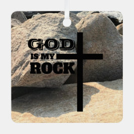 God is My Rock Bible Verse Black Cross Christian Ornament Aus Metall