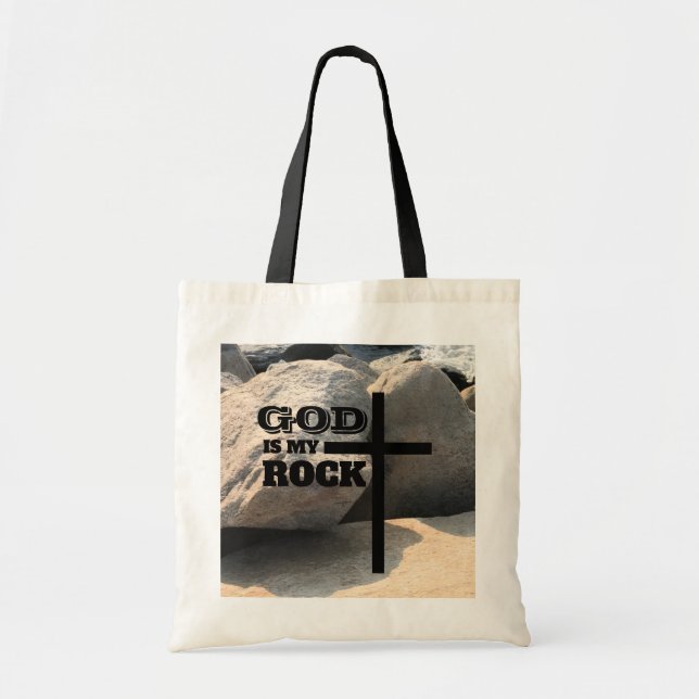 God is My Rock Bible Verse Black Cross Christian Tragetasche (Vorne)