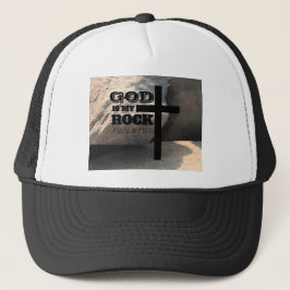 God is My Rock Bible Verse Black Cross Christian Truckerkappe