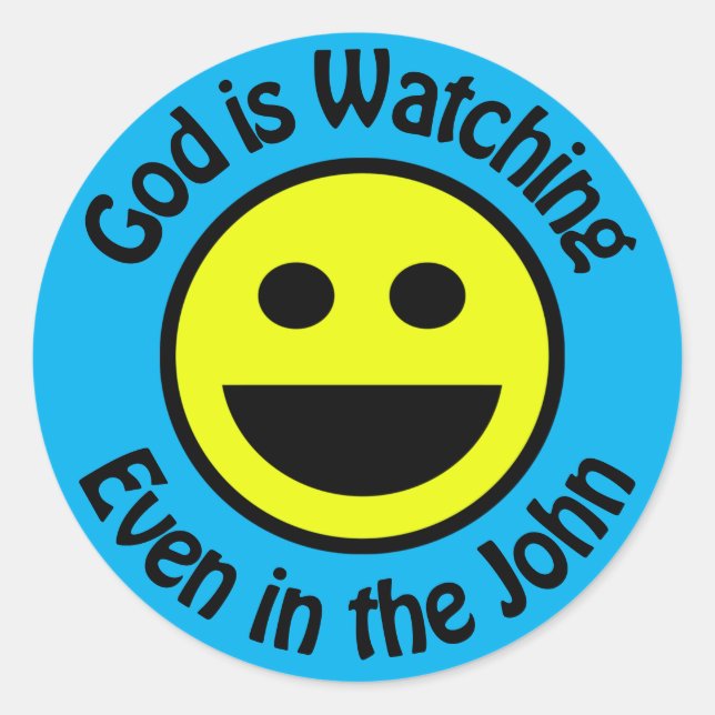 God is Watching Runder Aufkleber (Vorderseite)