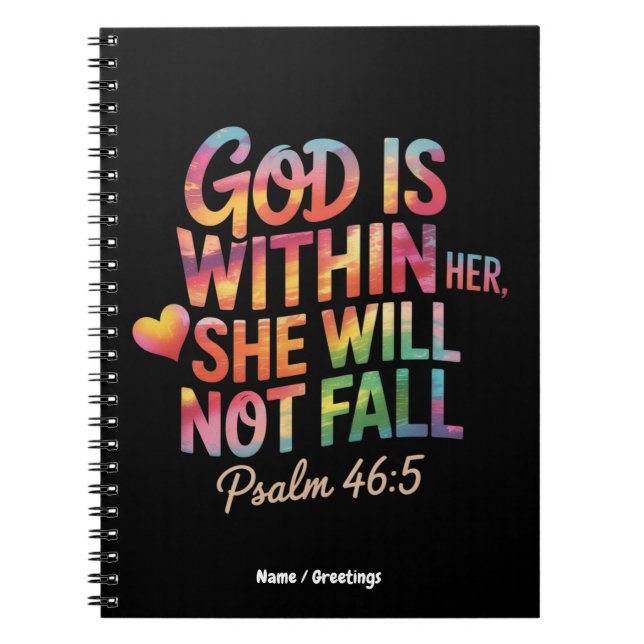 God is Within Her, She Will Not Fall  Bible Women Notizblock (Vorderseite)