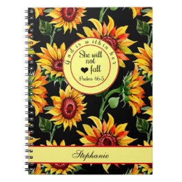 God Is Within Her She Will Not Fall Sunflower Notizblock