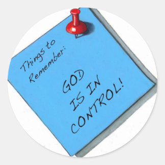 GOD IST IN KONTROLLE MEMO RUNDER AUFKLEBER