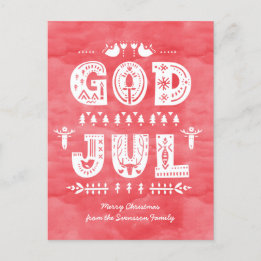 God Jul Carte de Noël suédoise Scandi Style Script