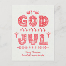 God Jul Carte de Noël suédoise Scandi Style Script