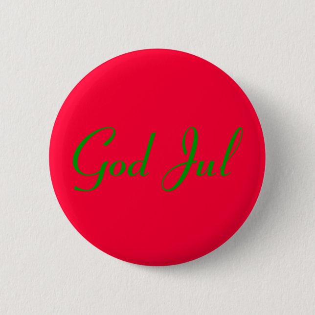 "God Jul" knapp röd. Button (Vorderseite)