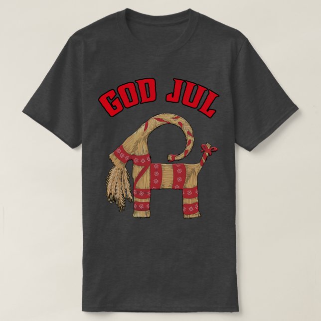 God Jul Merry Christmas Julbock Straw Goat T-Shirt (Design vorne)