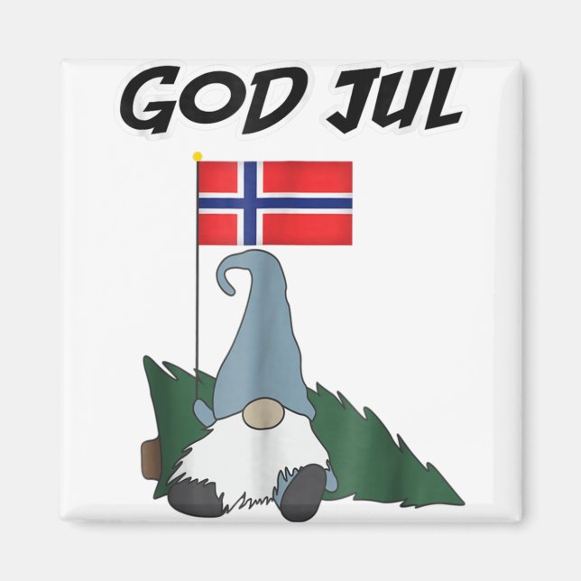 God jul Norwegian gnome t fröhliche Weihnachten no Magnet (Vorne)