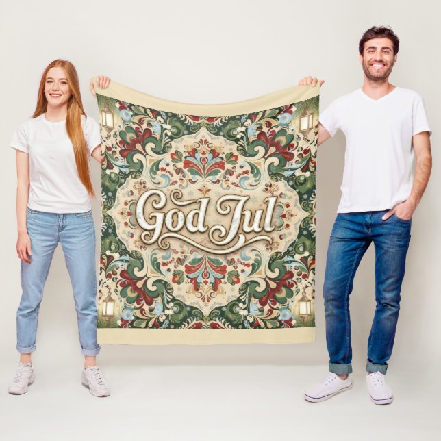 God Jul Norwegian Norway Christmas Fleece Blanket (Beispiel)